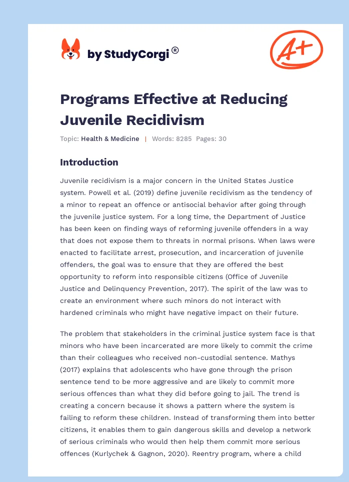 Programs Effective at Reducing Juvenile Recidivism. Page 1