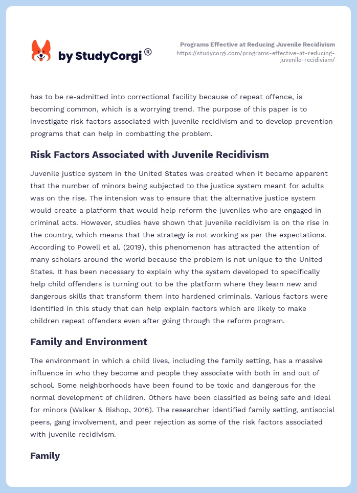 Programs Effective at Reducing Juvenile Recidivism. Page 2