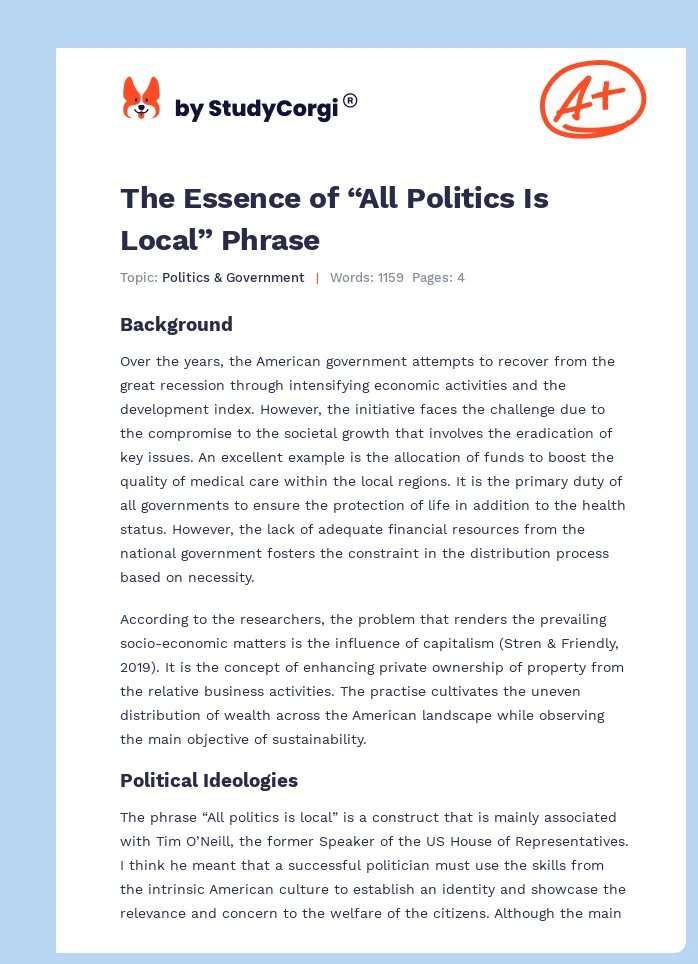 The Essence of “All Politics Is Local” Phrase. Page 1