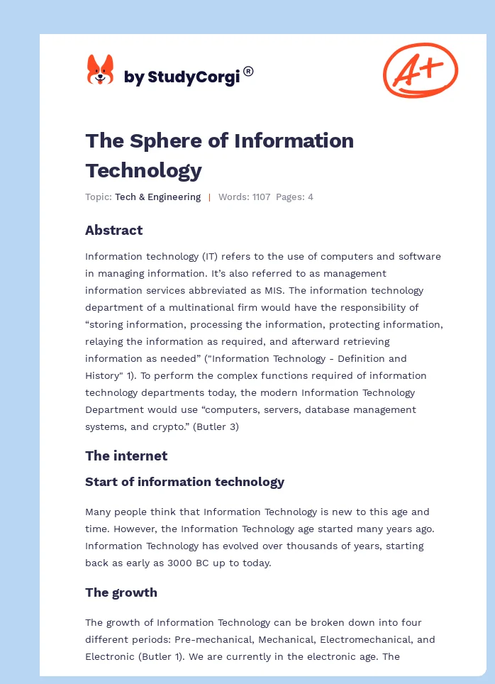 The Sphere of Information Technology. Page 1
