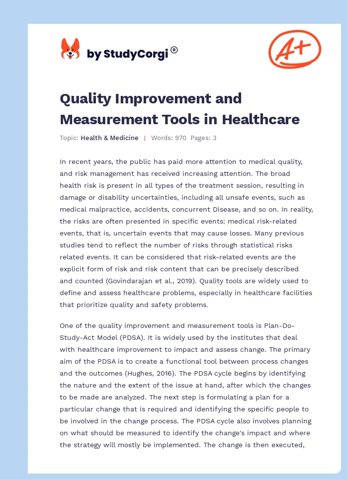 Quality Improvement and Measurement Tools in Healthcare. Page 1
