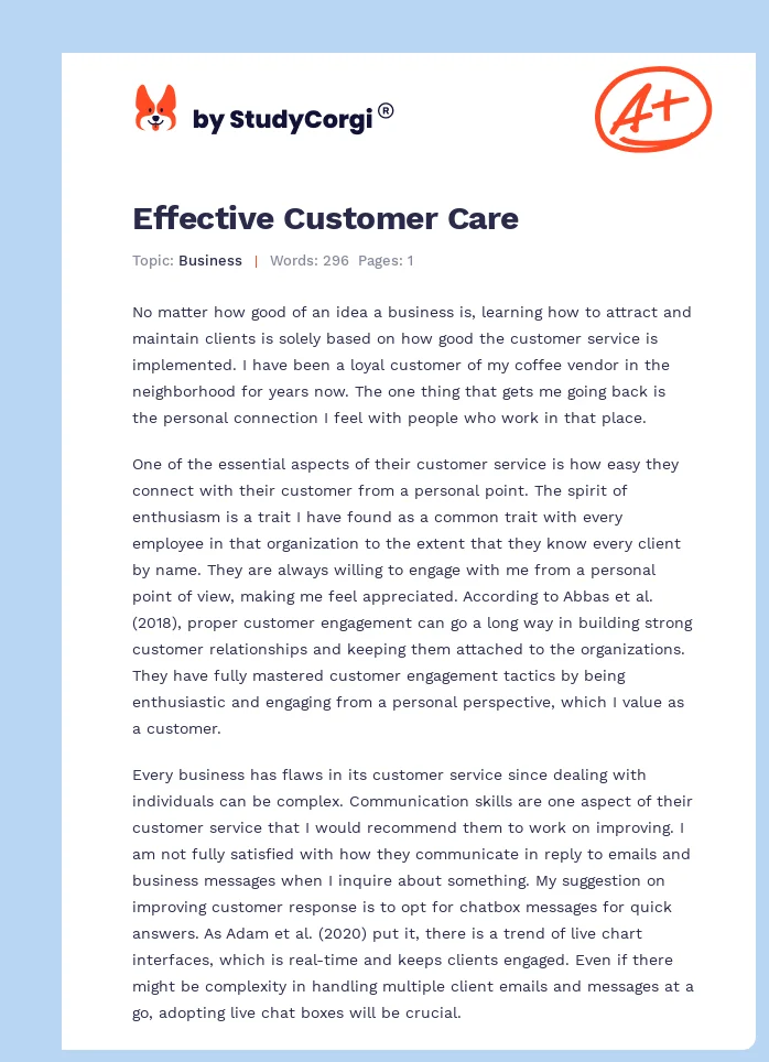 Effective Customer Care. Page 1