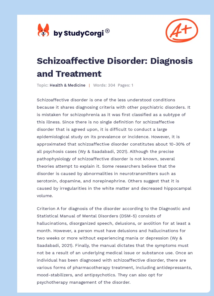 Schizoaffective Disorder: Diagnosis and Treatment. Page 1