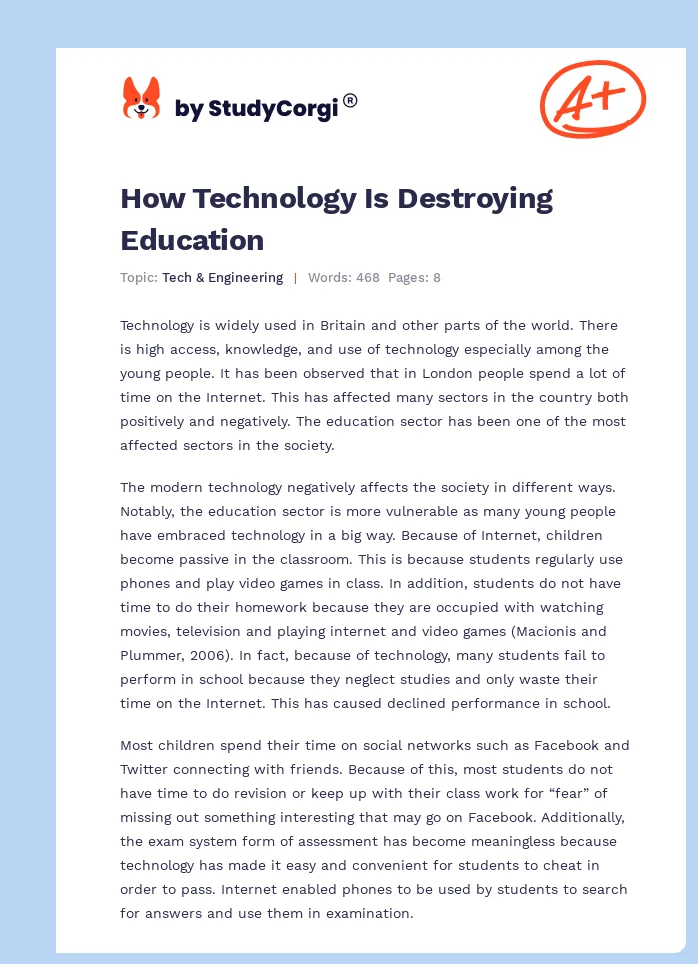How Technology Is Destroying Education. Page 1
