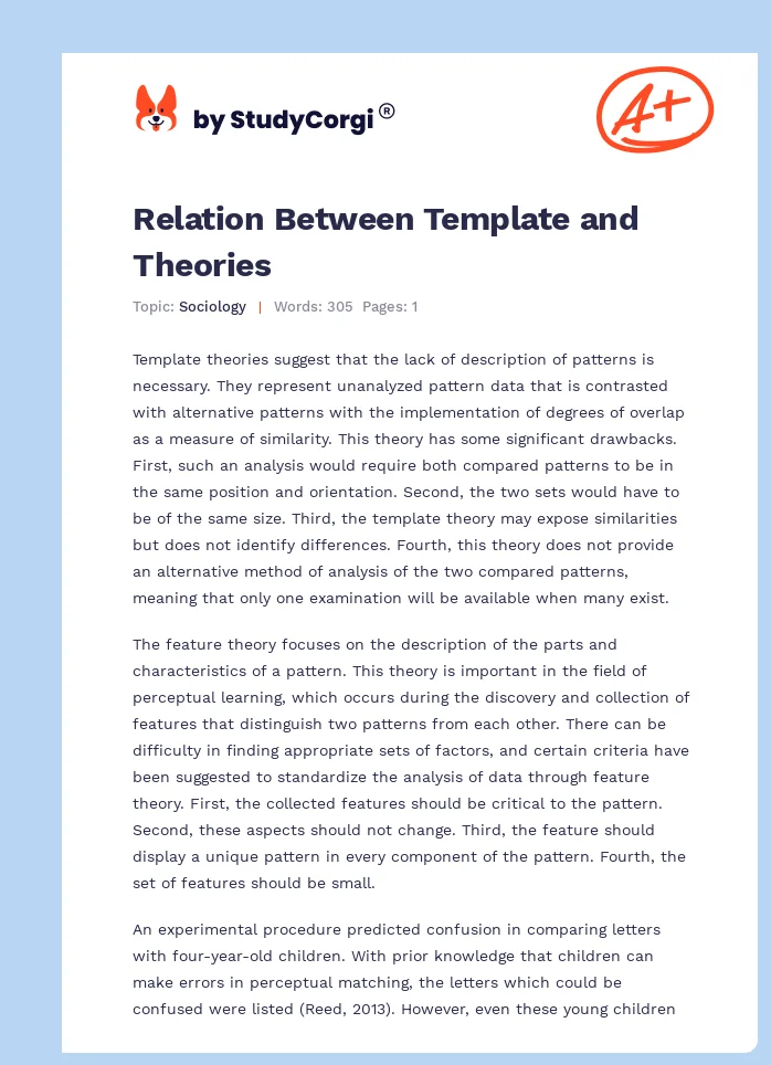Relation Between Template and Theories. Page 1