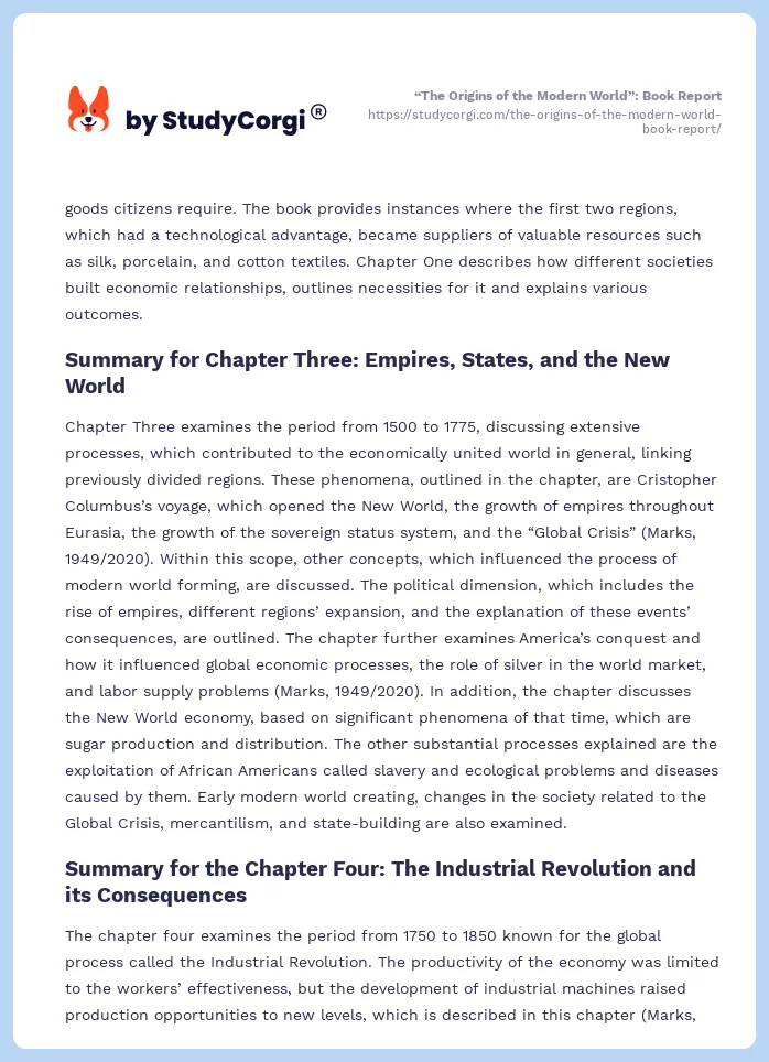 “The Origins of the Modern World”: Book Report. Page 2