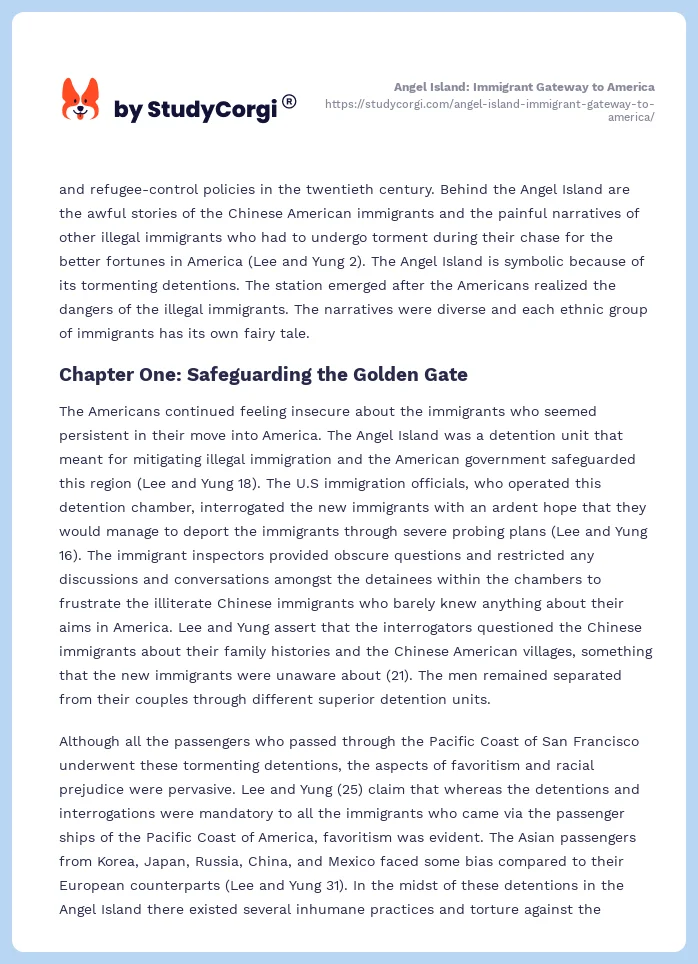 Angel Island: Immigrant Gateway to America. Page 2