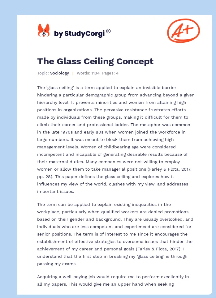 The Glass Ceiling Concept. Page 1
