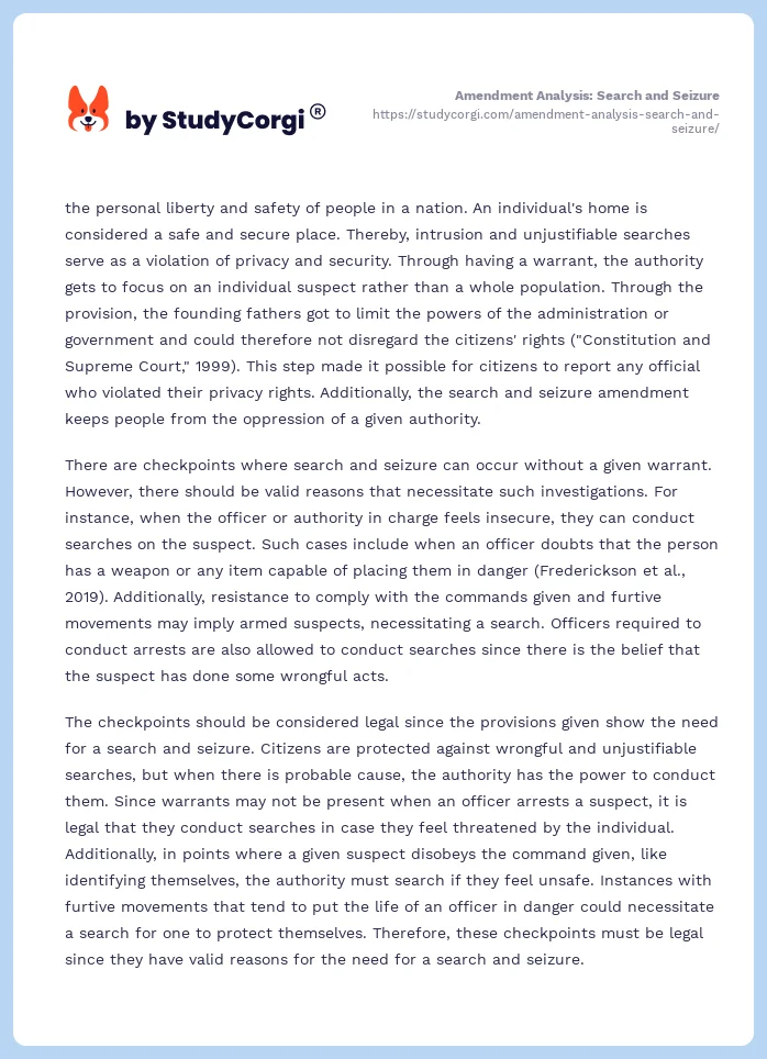 Amendment Analysis: Search and Seizure. Page 2