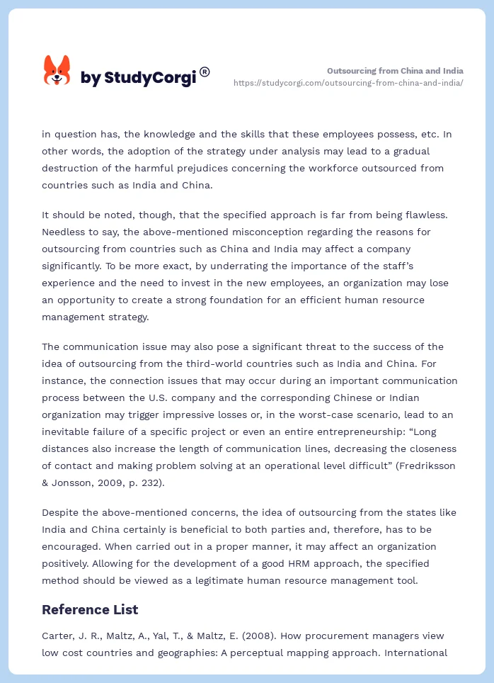 Outsourcing from China and India. Page 2