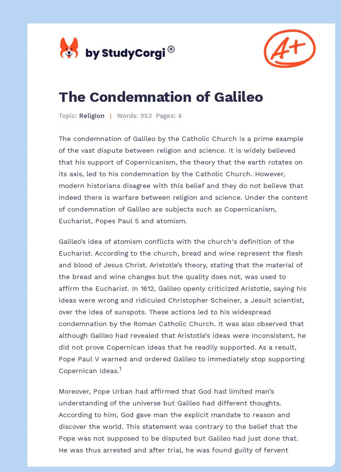 The Condemnation of Galileo. Page 1