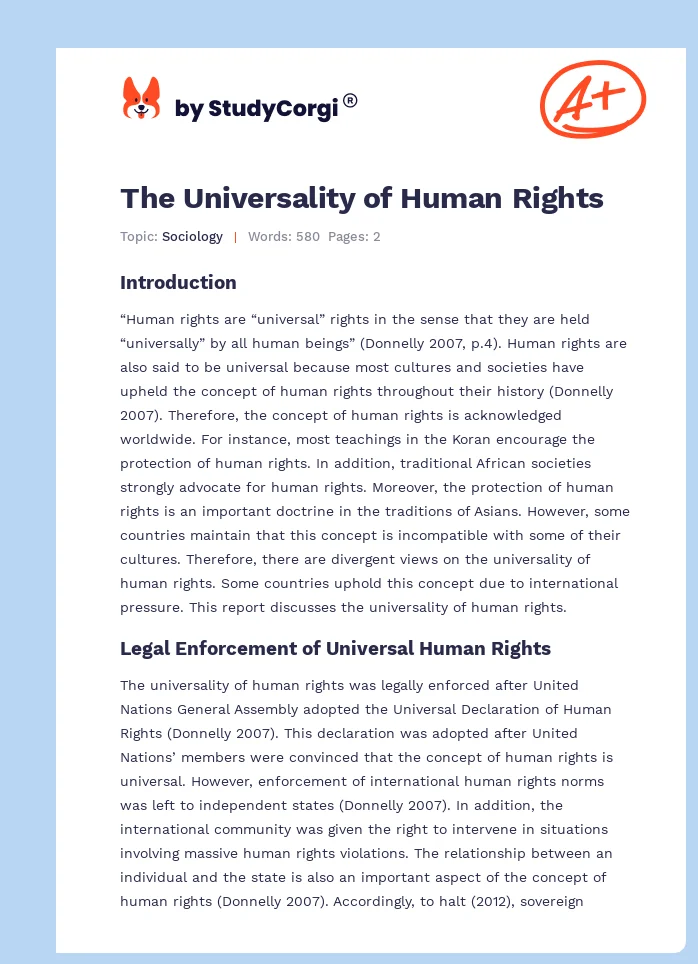 The Universality of Human Rights. Page 1