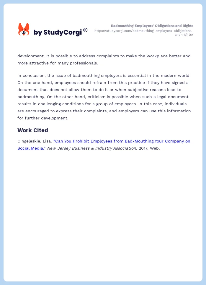 Badmouthing Employers' Obligations and Rights. Page 2
