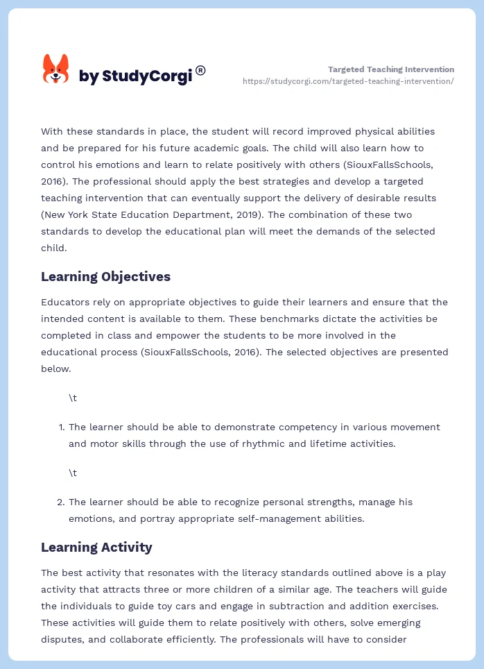 Targeted Teaching Intervention. Page 2