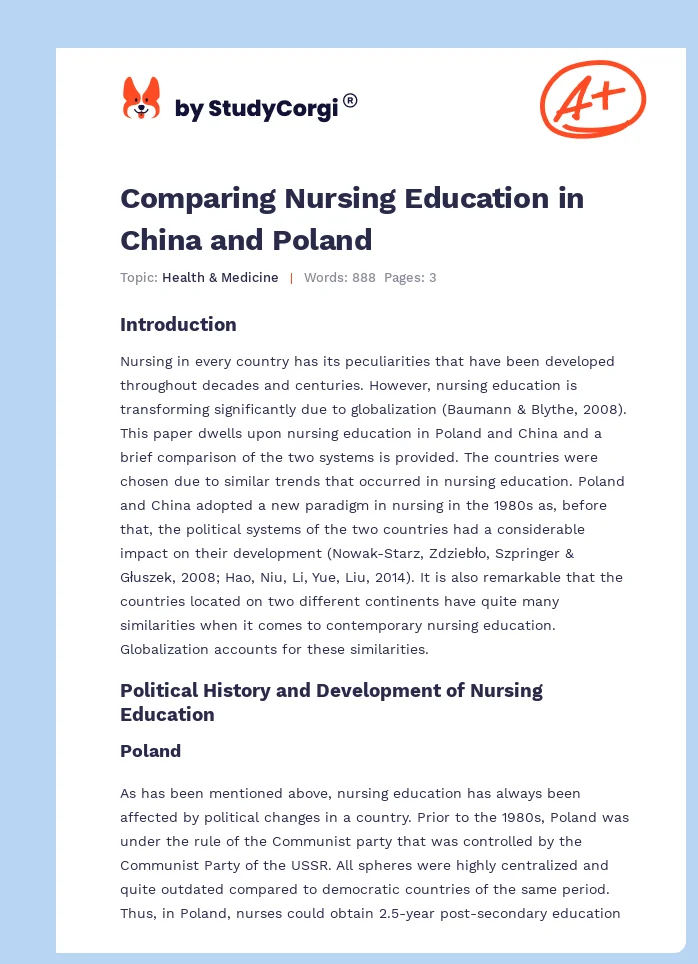 Comparing Nursing Education in China and Poland. Page 1