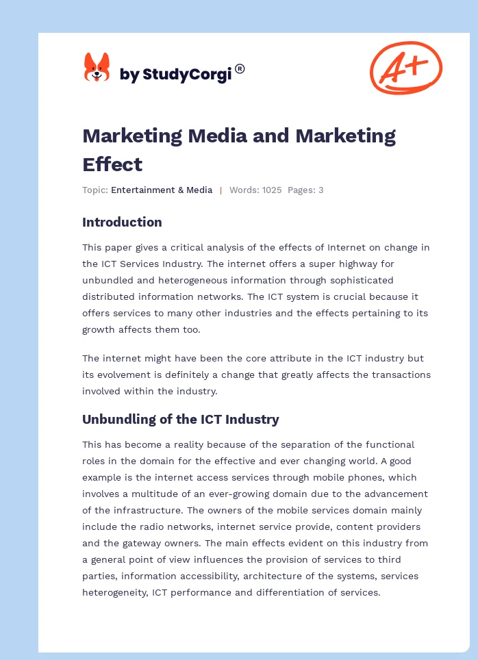 Marketing Media and Marketing Effect. Page 1