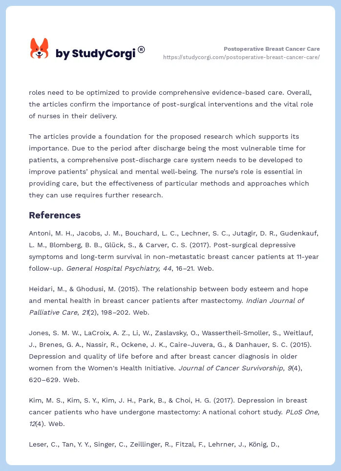 Postoperative Breast Cancer Care. Page 2