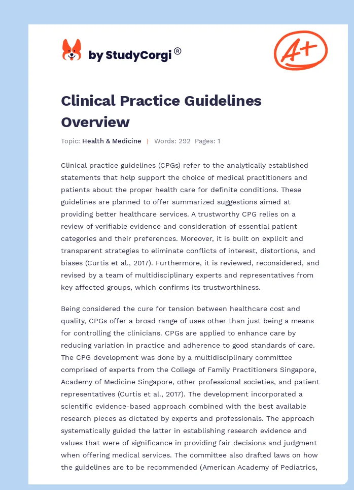 Clinical Practice Guidelines Overview. Page 1
