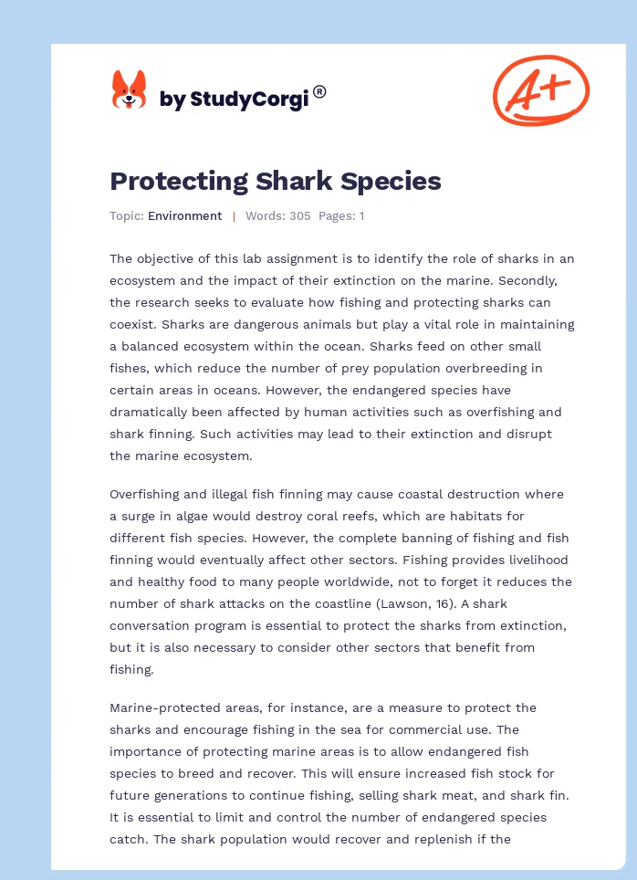 Protecting Shark Species. Page 1