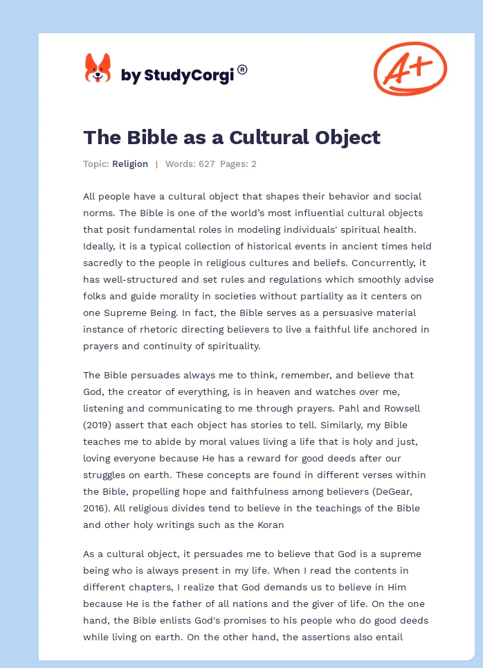 The Bible as a Cultural Object. Page 1