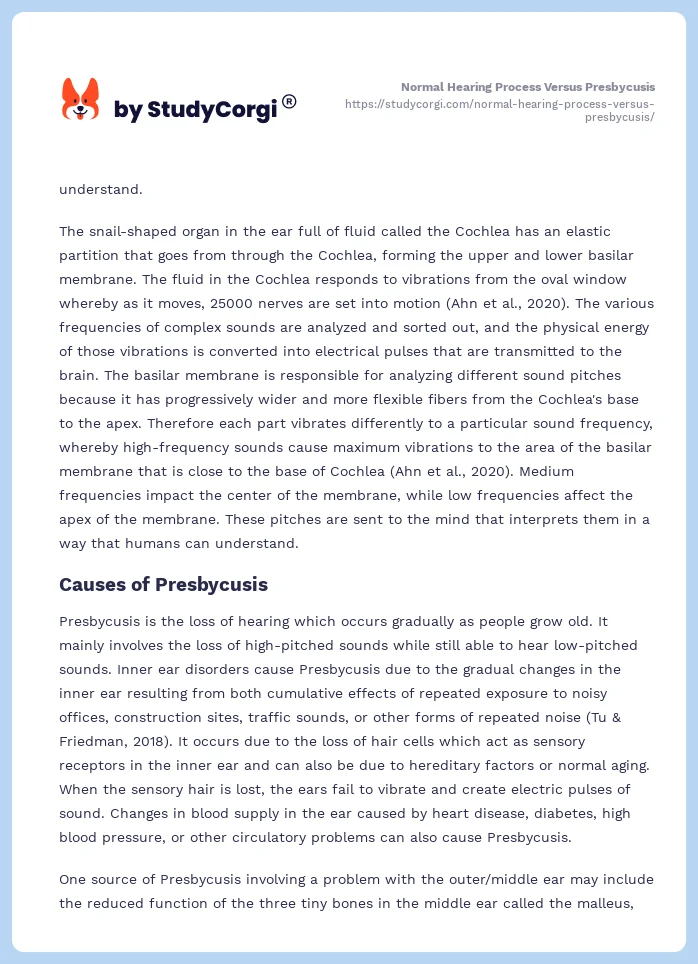 Normal Hearing Process Versus Presbycusis. Page 2