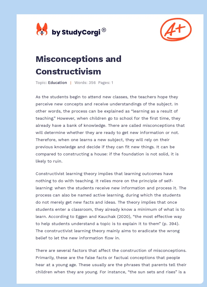 Misconceptions and Constructivism. Page 1