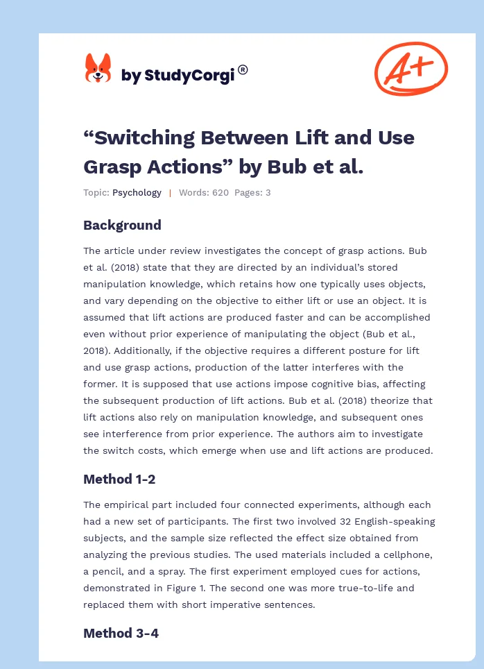 “Switching Between Lift and Use Grasp Actions” by Bub et al.. Page 1