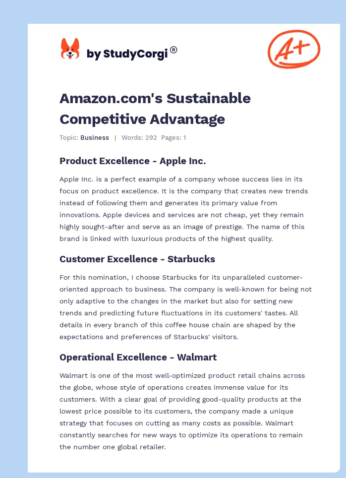 Amazon.com's Sustainable Competitive Advantage. Page 1