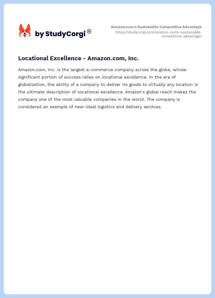 Amazon.com's Sustainable Competitive Advantage. Page 2
