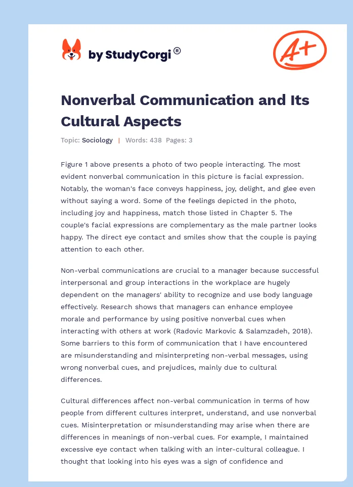 Nonverbal Communication and Its Cultural Aspects. Page 1