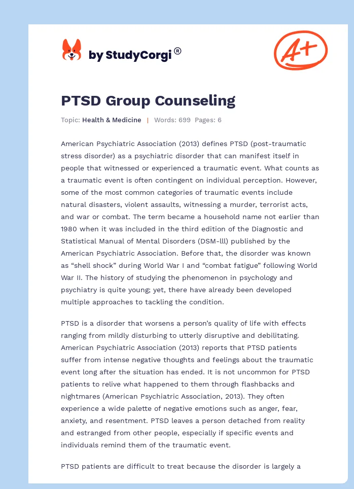 PTSD Group Counseling. Page 1