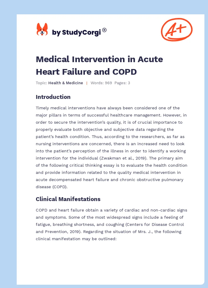 Medical Intervention in Acute Heart Failure and COPD. Page 1