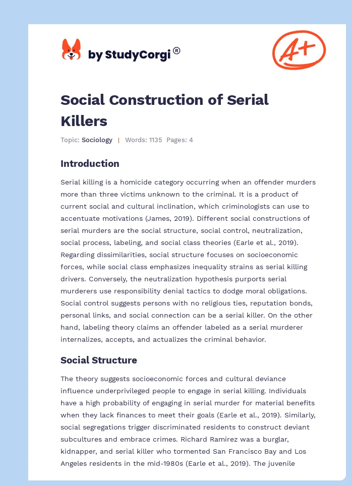 Social Construction of Serial Killers. Page 1