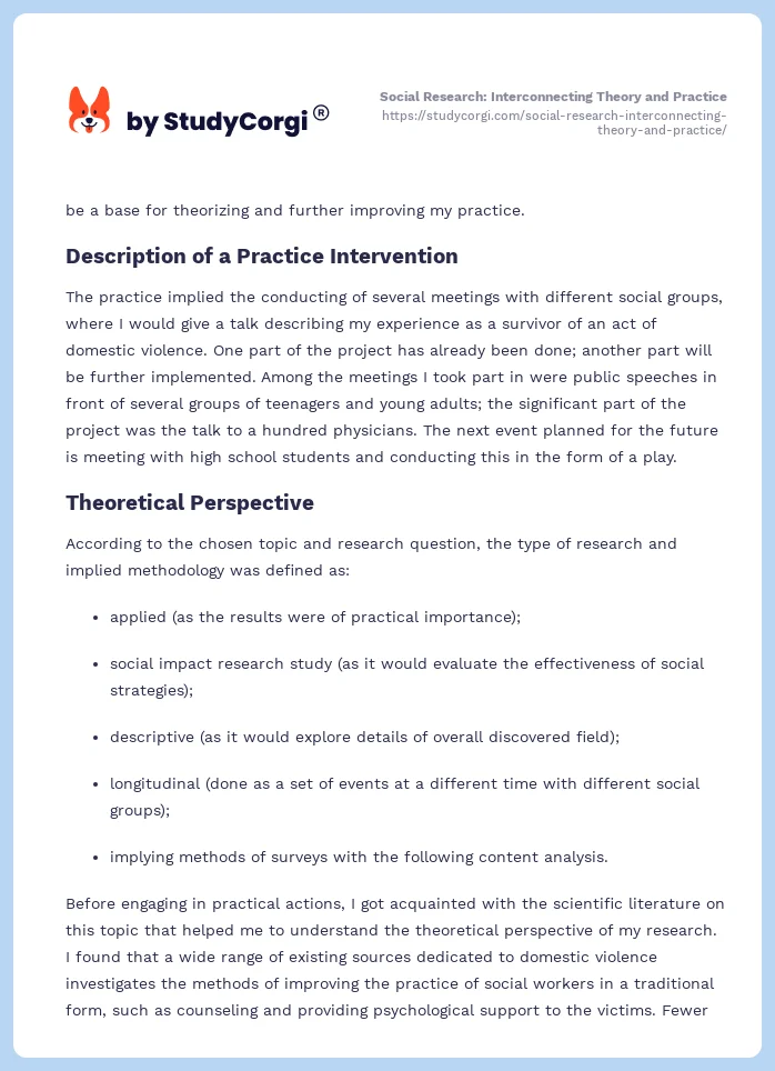 Social Research: Interconnecting Theory and Practice. Page 2