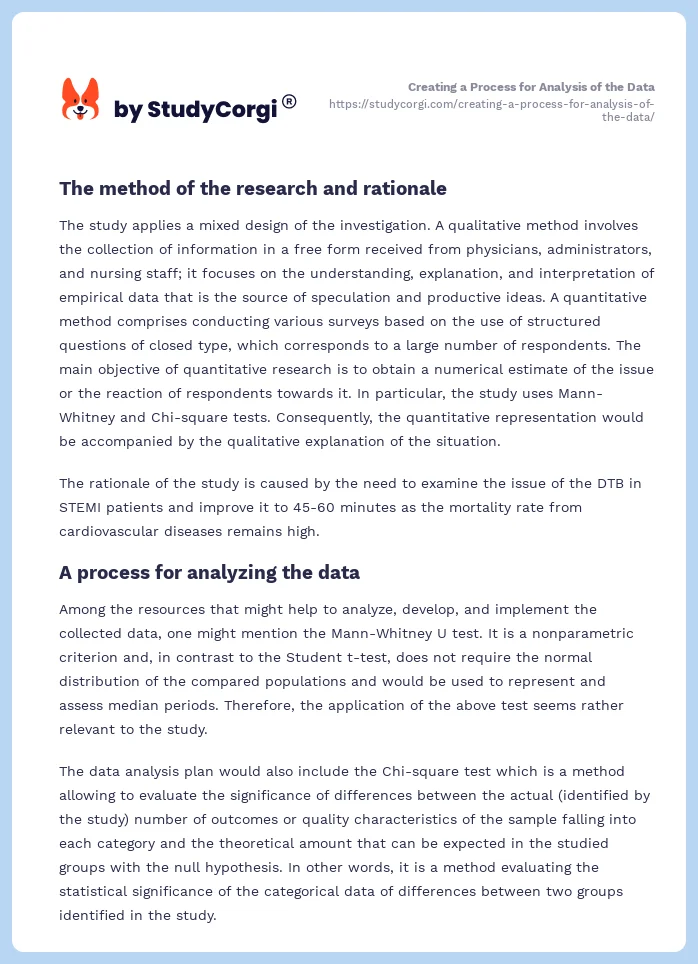Creating a Process for Analysis of the Data. Page 2