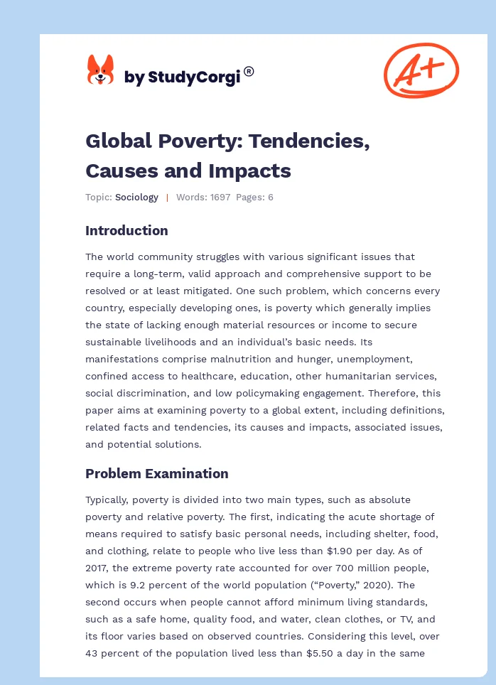 Global Poverty: Tendencies, Causes and Impacts. Page 1