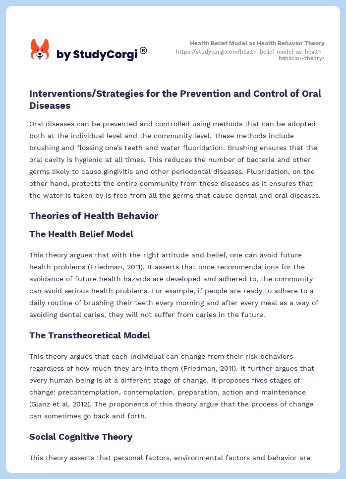 Health Belief Model as Health Behavior Theory. Page 2