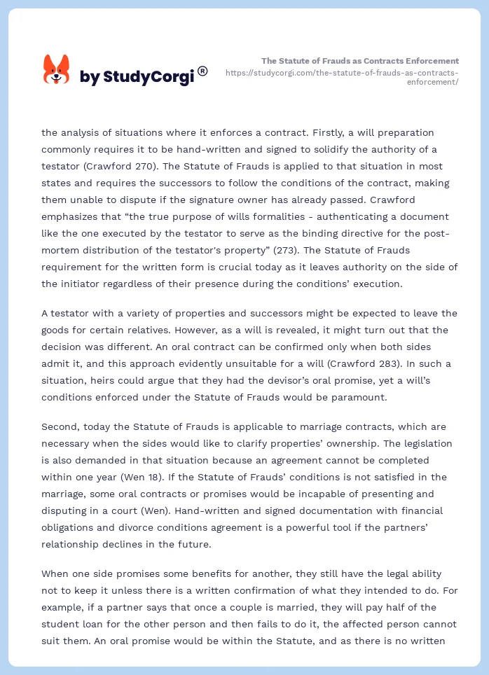 The Statute of Frauds as Contracts Enforcement. Page 2
