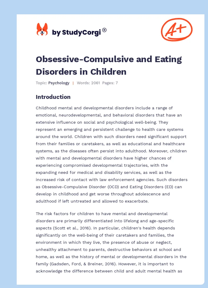 Obsessive-Compulsive and Eating Disorders in Children. Page 1