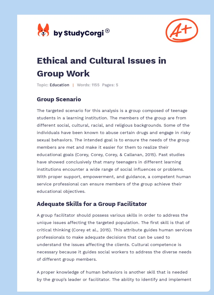 Ethical and Cultural Issues in Group Work. Page 1