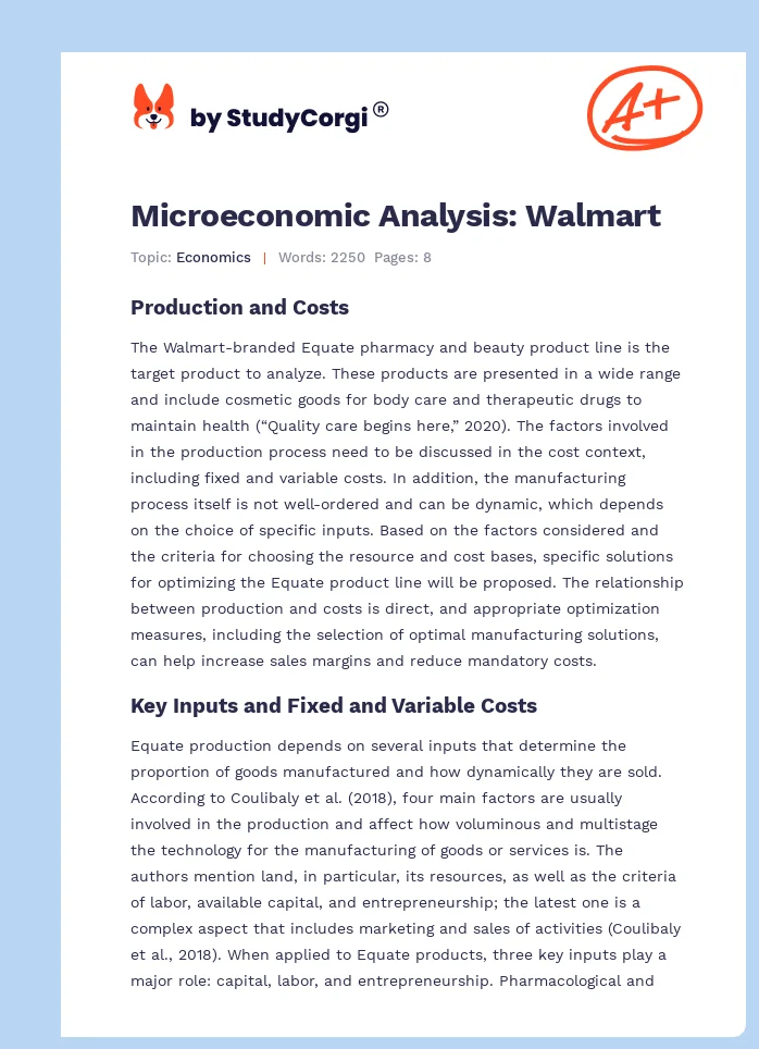Microeconomic Analysis: Walmart. Page 1