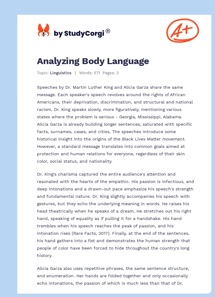 Analyzing Body Language. Page 1