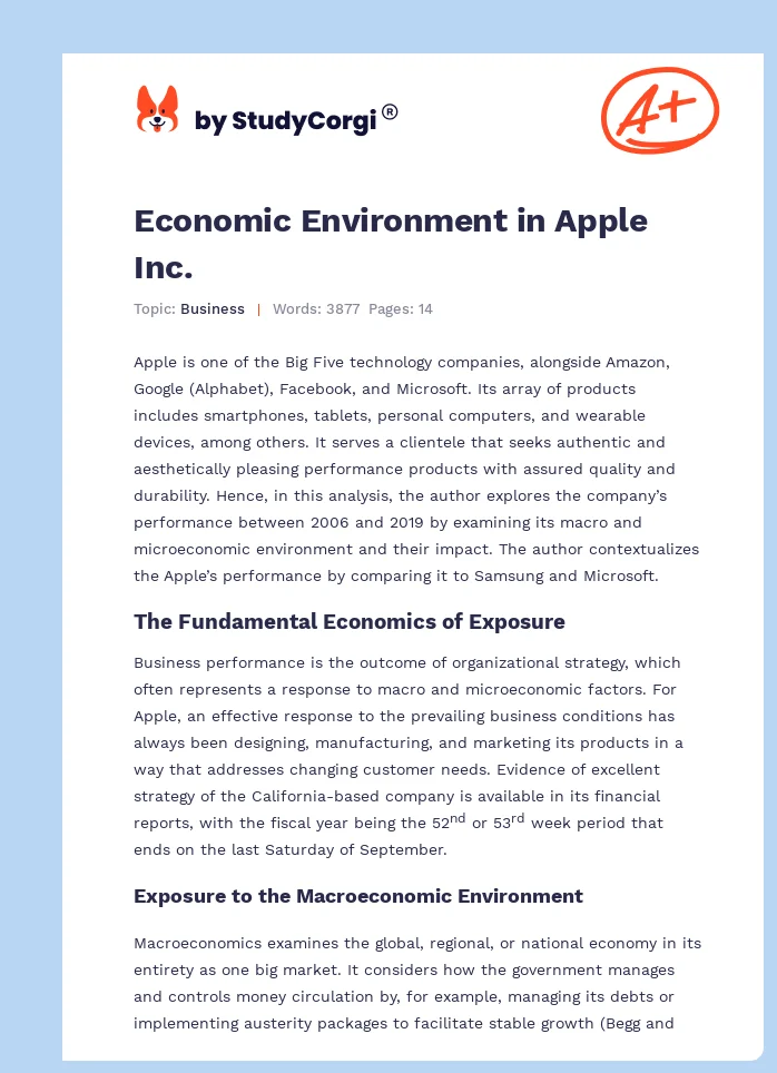 Economic Environment in Apple Inc.. Page 1