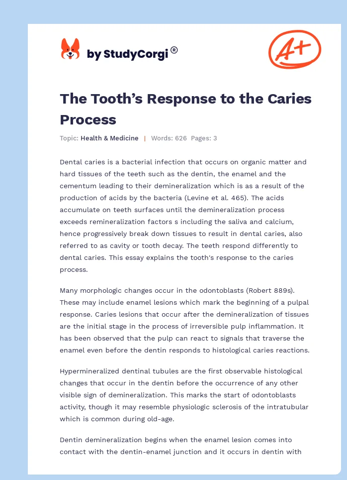 The Tooth’s Response to the Caries Process. Page 1