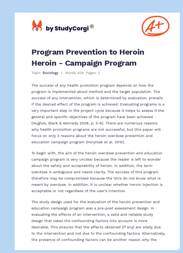 Program Prevention to Heroin Heroin - Campaign Program. Page 1