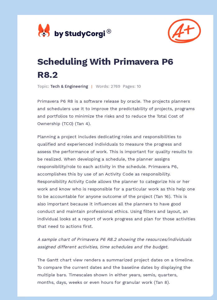Scheduling With Primavera P6 R8.2. Page 1
