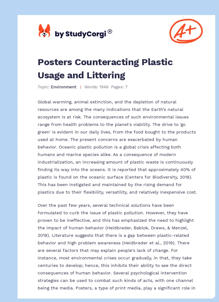 Posters Counteracting Plastic Usage and Littering. Page 1
