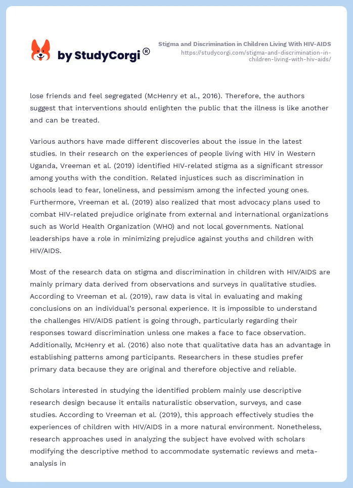 Stigma and Discrimination in Children Living With HIV-AIDS. Page 2