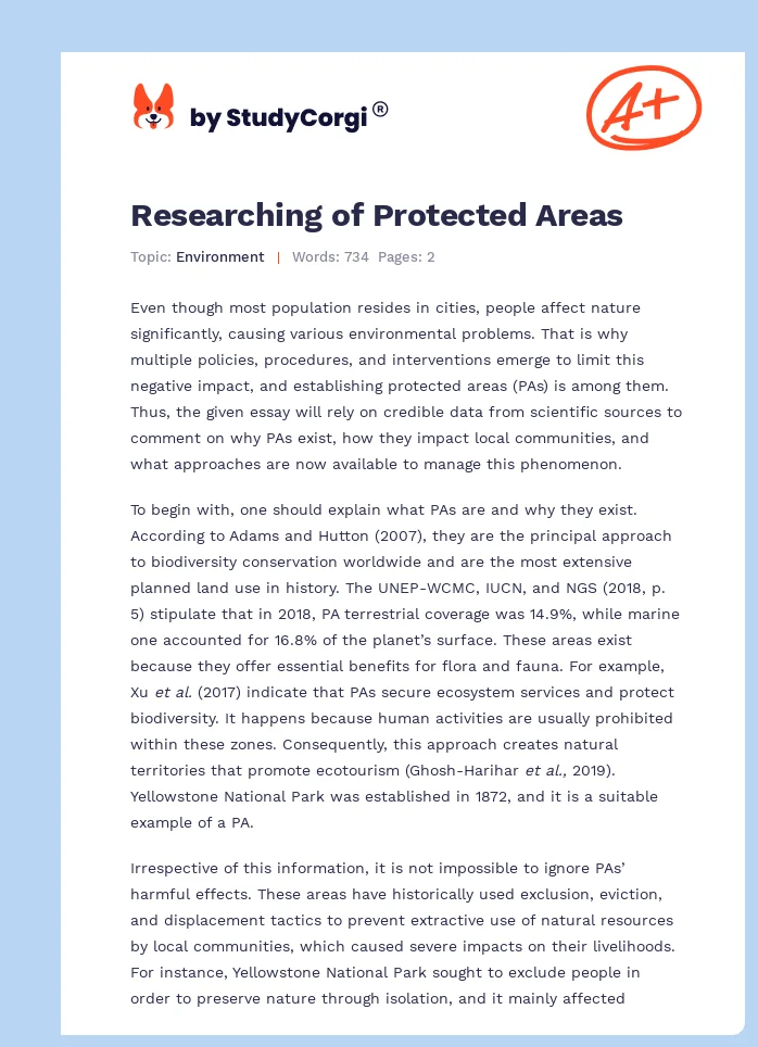 Researching of Protected Areas. Page 1