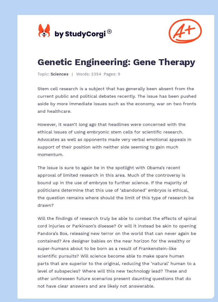 Genetic Engineering: Gene Therapy. Page 1